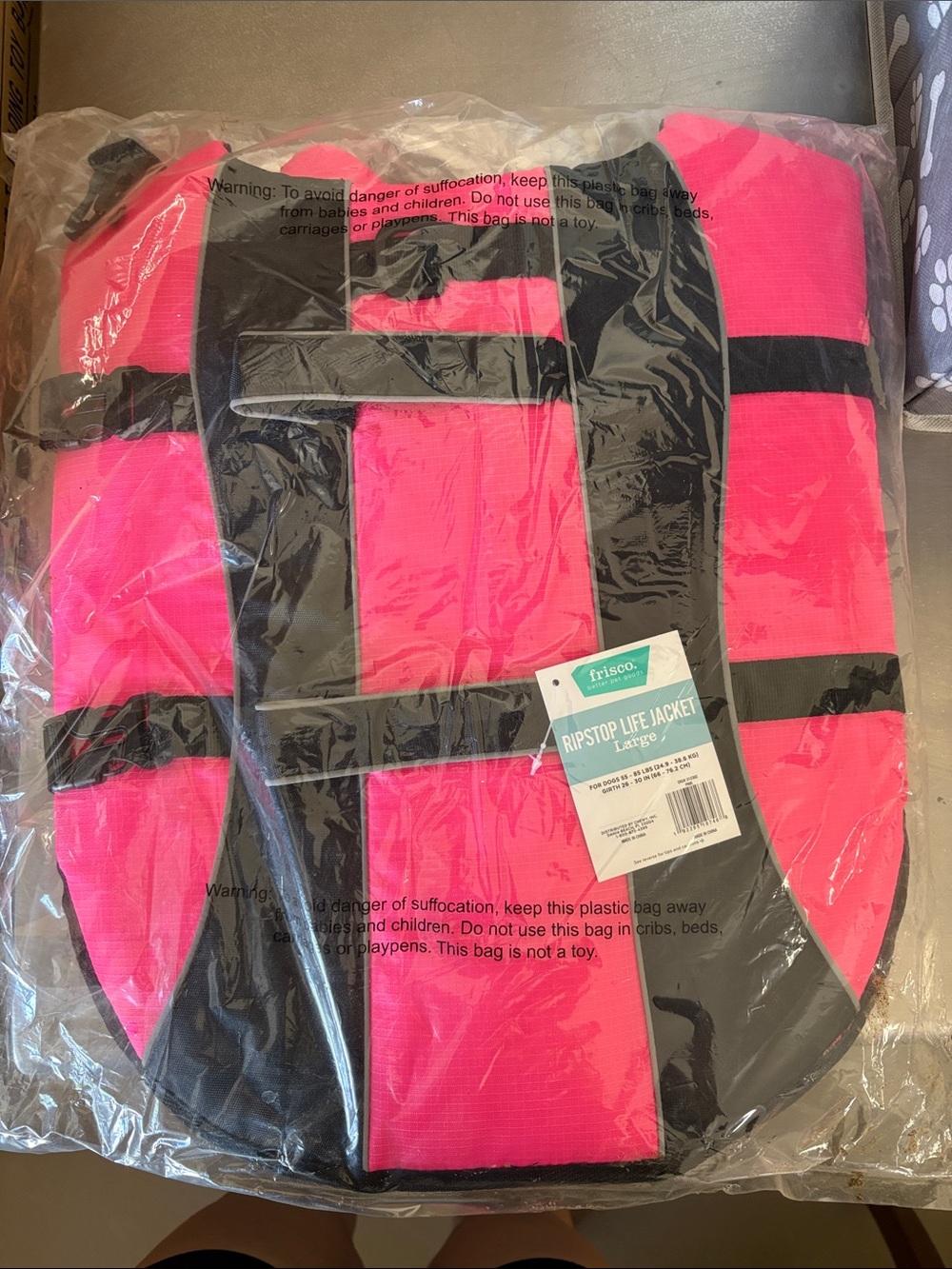 Frisco Neon Pink Ripstop Life Jacket with Black Straps - Large